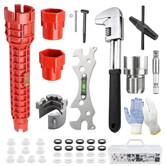 8-in-1 Sink Installation and Removal Tool Set with Pipe Threader and Accessories