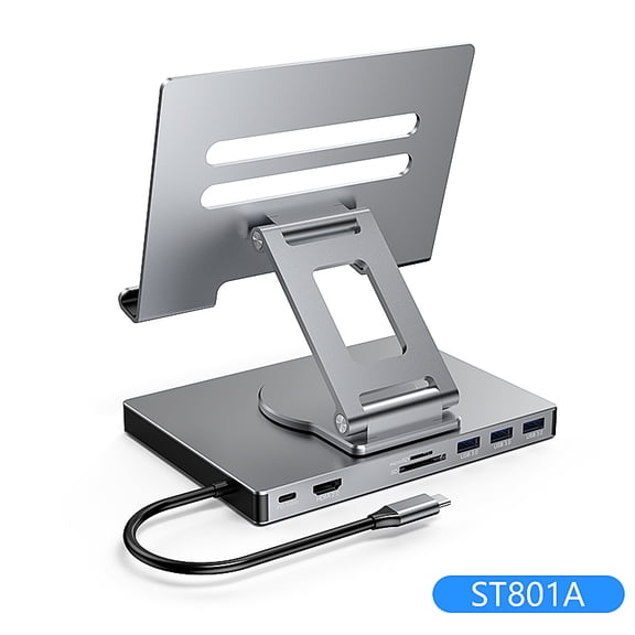 8-in-1 USB-C Hub With 360 Rotating Stand, 4K 60Hz HDMI, 100W Power Delivery, USB 3.0 5Gbps, SD/TF Card Reader, Multiport Adapter Docking Station For Laptop And Tablet,8 in 1