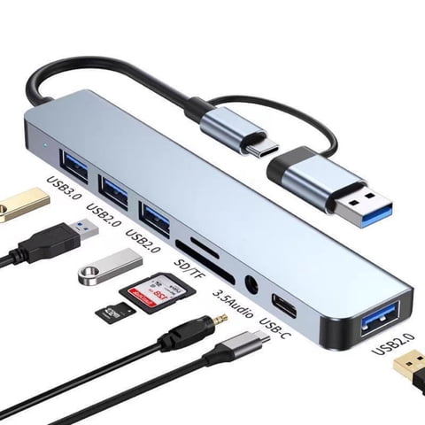 Jous 8 in 1 Usb C Hub Splitter,TF/SD Card Reader,Compatible with MacBook Pro, iPad Pro,Laptops