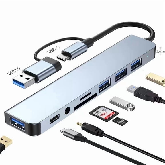8-in-1 USB-C Hub for MacBook, Laptop - HDMI, USB 3.0, SD/TF, Audio, USB-C PD,1-Pack