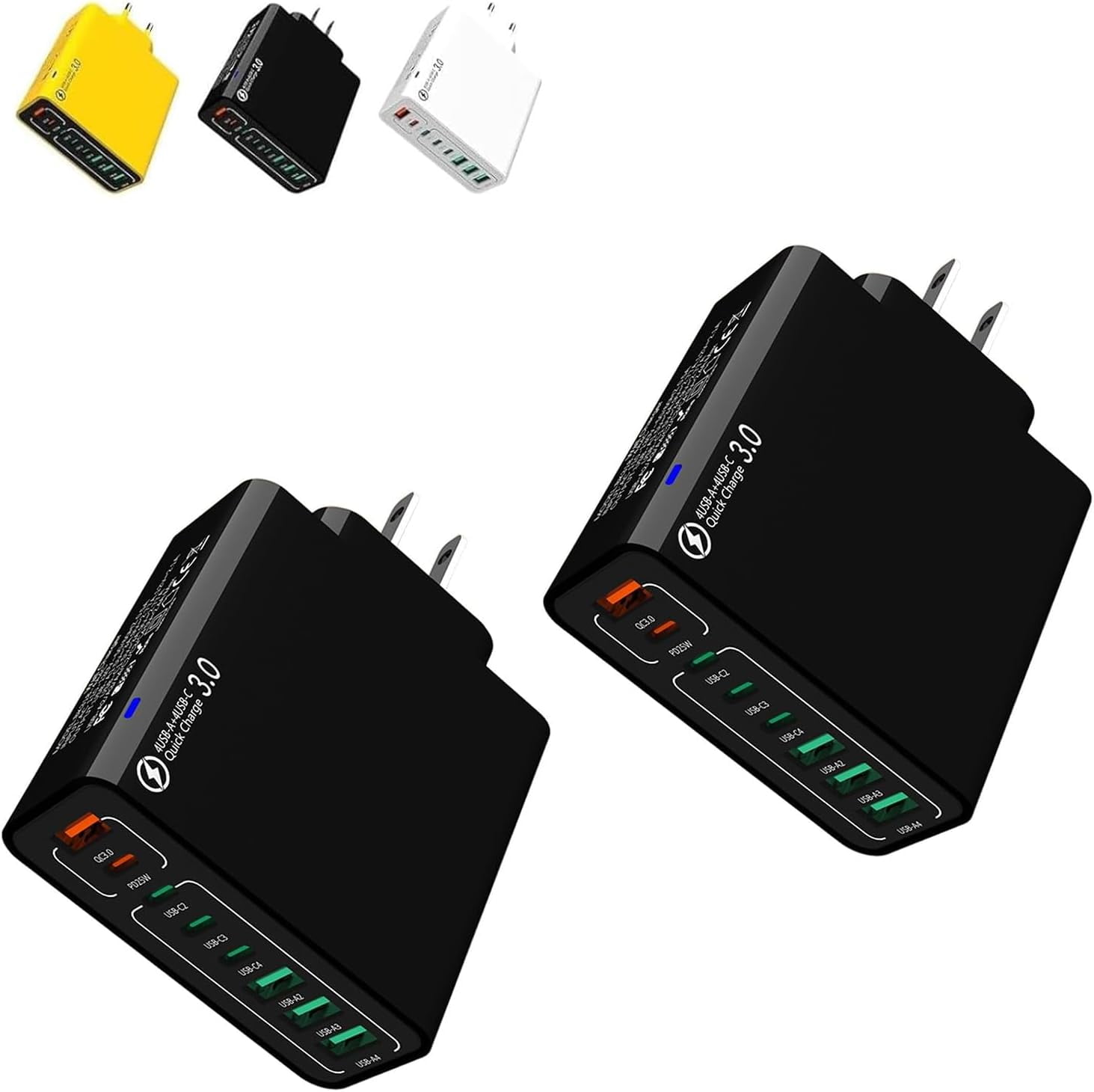 8-in-1 USB Fast Charging Station – 4 USB Ports & 4 Type C Ports Desktop Charger, Waterproof Travel Phone Charger Plug for Multiple Devices, Home Office Travel Power Hub