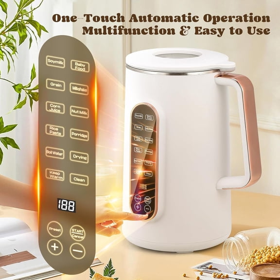 8-in-1 Upgraded 40oz Nut Milk Maker Machine with 10-Leaf Blades