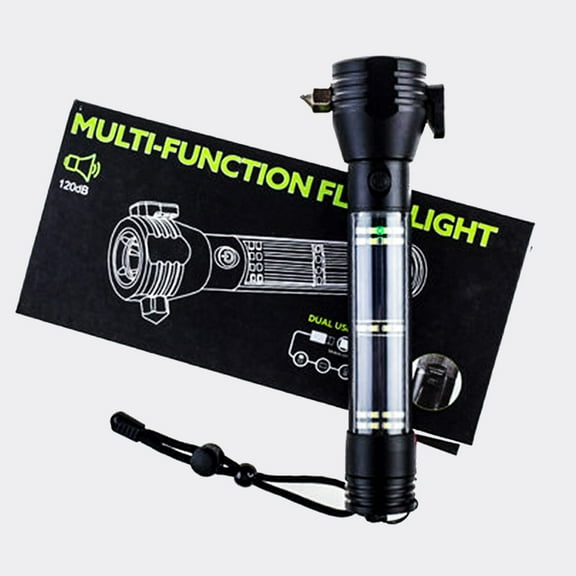 8 in 1 Waterproof Multifunctional Outdoor Camping USB Rechargeable Solar LED Flashlights Black