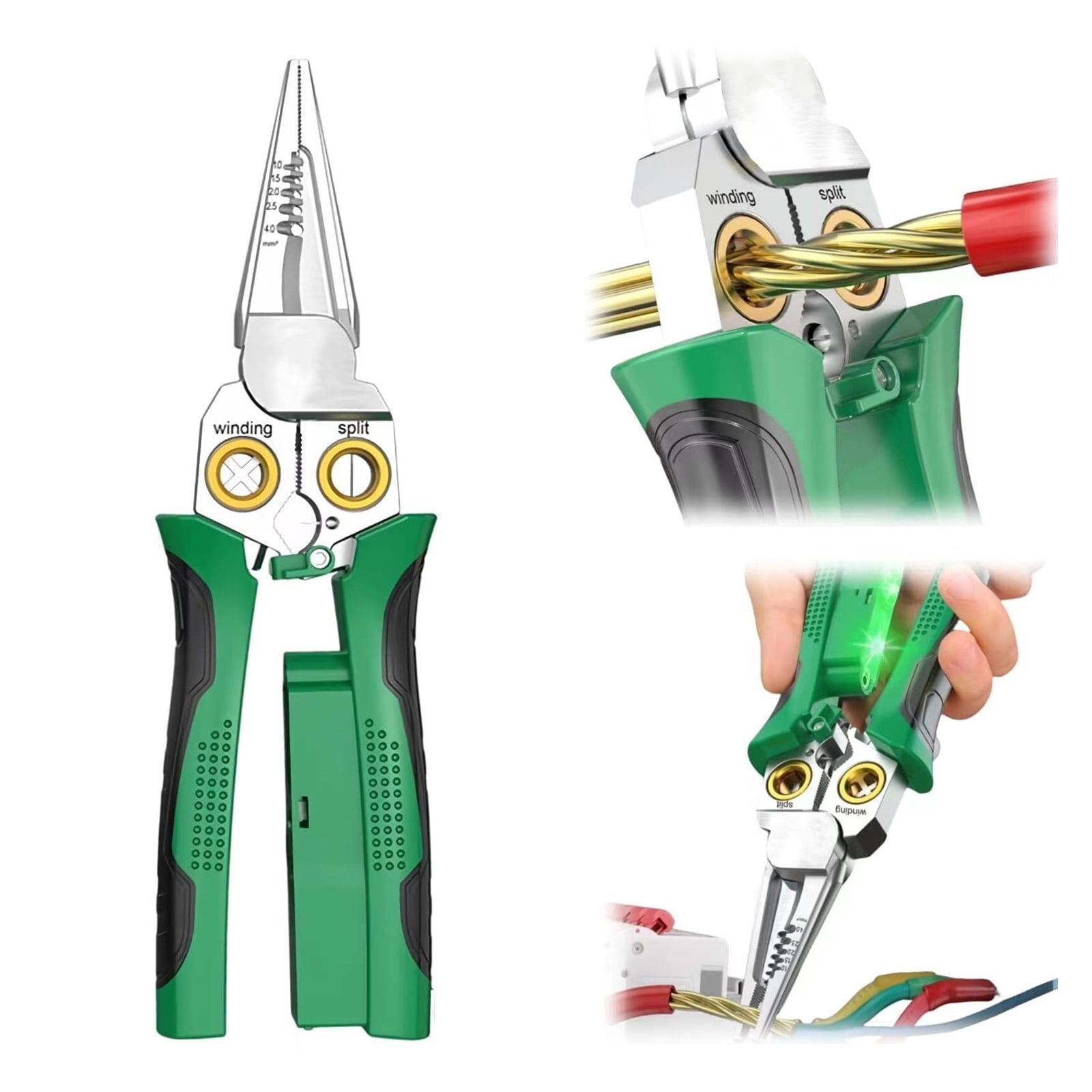8-in-1 Wire Crimper Stripper with Voltage Detector & Dual Alarms - Heavy Duty 12-250V AC/DC Tester for Hot/Neutral Wires - Electrician, HVAC, Car Repair Tool