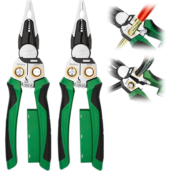 8-in-1 Wire Stripper with Voltage Tester, Multifunction Electrician Pliers for Cutting, Stripping, Crimping & 12-250V AC/DC Live Wire Detection - Professional Electrical Tool for Home, Car, HVAC