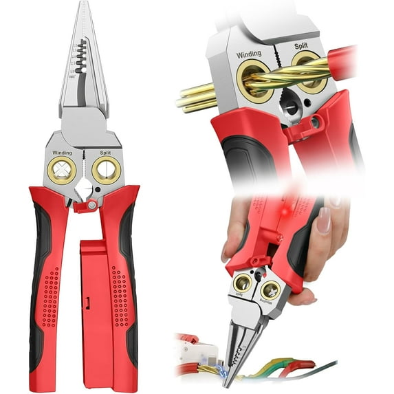 8-in-1 Wire Stripper with Voltage Testing Function - Professional-grade multi-function wire stripper tool combining wire cutting, crimping, stripping, twisting, and pulling