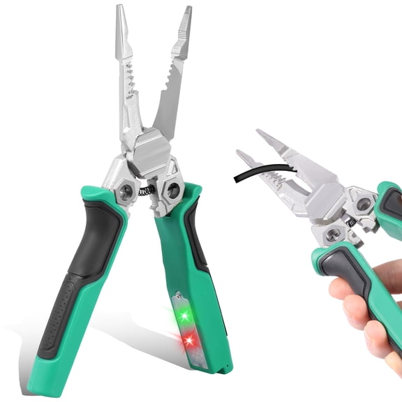 8-in-1 Wire Stripper with Voltage Tester, Multi-Functional Electric Wire Stripping Tool – Non-Slip Handle for Clamping, Cutting & Winding