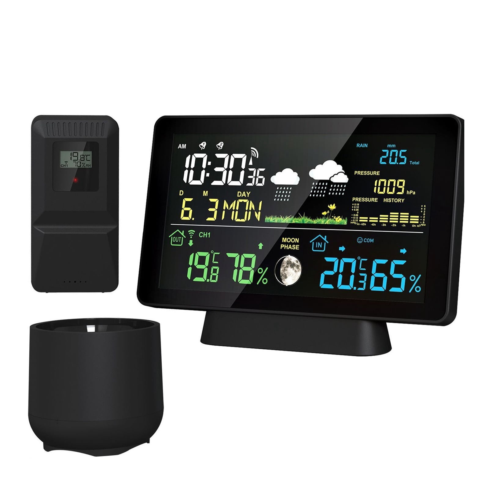 8-in-1 Wireless Weather Station with Air Pressure, Digital Moon Phase Monitor