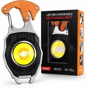 8-in-1 multifunctional keychain flashlight combines LED lighting, strobe mode, electronic display, flameless lighter, seat belt cutter, bottle opener, screwdriver and keychain clip in one compact EDC
