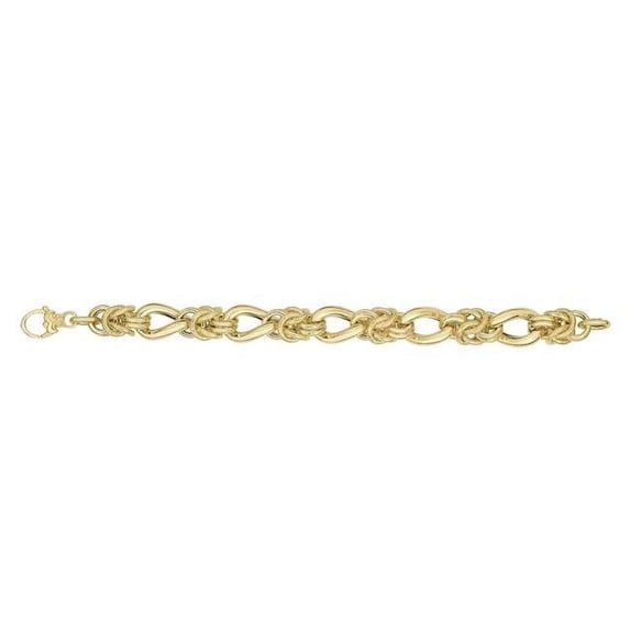 8 in. 14K Yellow Gold Diamond Cut Textured Bracelet with Lobster Clasp