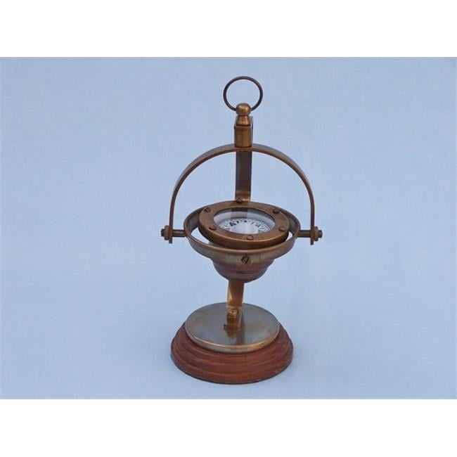 8 in. Antique Brass Hanging Compass 8in.