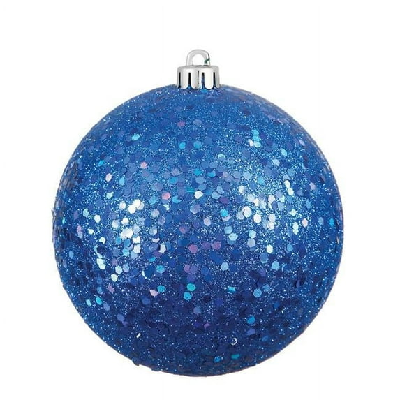 8 in. Blue Sequin Drilled Cap Christmas Ornament Ball