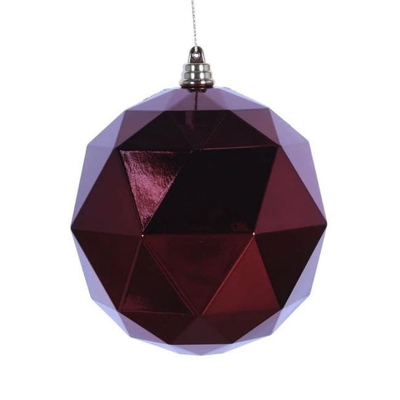 8 in. Burgundy Shiny Geometric Christmas Ornament Ball