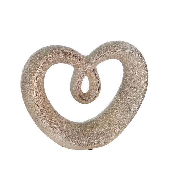 8 in. Ceramic Beaded Heart Accent Decor, Champange Gold