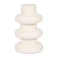thumbnail image 1 of 8 in. Ceramic Three Ribbed Vase, Ivory & Beige, 1 of 1