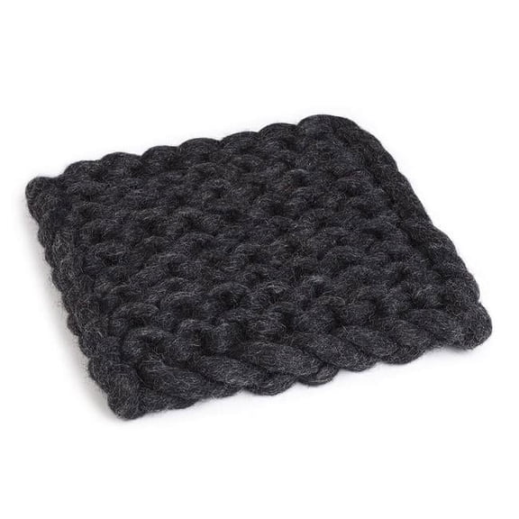 8 in. Chunky Knitted Trivet, Charcoal