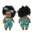 thumbnail image 1 of 8-in Curly Hair Black Vinyl Doll Toy, Cute Doll, Soft Vinyl Baby Toy , Realistic Doll Figurine, 7.86*5.9in/20*15Cm, B, 1 of 7