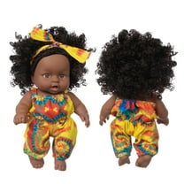 8-in Curly Hair Black Vinyl Doll Toy, Cute Doll, Soft Vinyl Baby Toy , Realistic Doll Figurine, 7.86*5.9in/20*15Cm, E