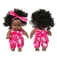 thumbnail image 1 of 8-in Curly Hair Black Vinyl Doll Toy, Cute Doll, Soft Vinyl Baby Toy , Realistic Doll Figurine, 7.86*5.9in/20*15Cm, F, 1 of 8