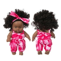 8-in Curly Hair Black Vinyl Doll Toy, Cute Doll, Soft Vinyl Baby Toy , Realistic Doll Figurine, 7.86*5.9in/20*15Cm, F