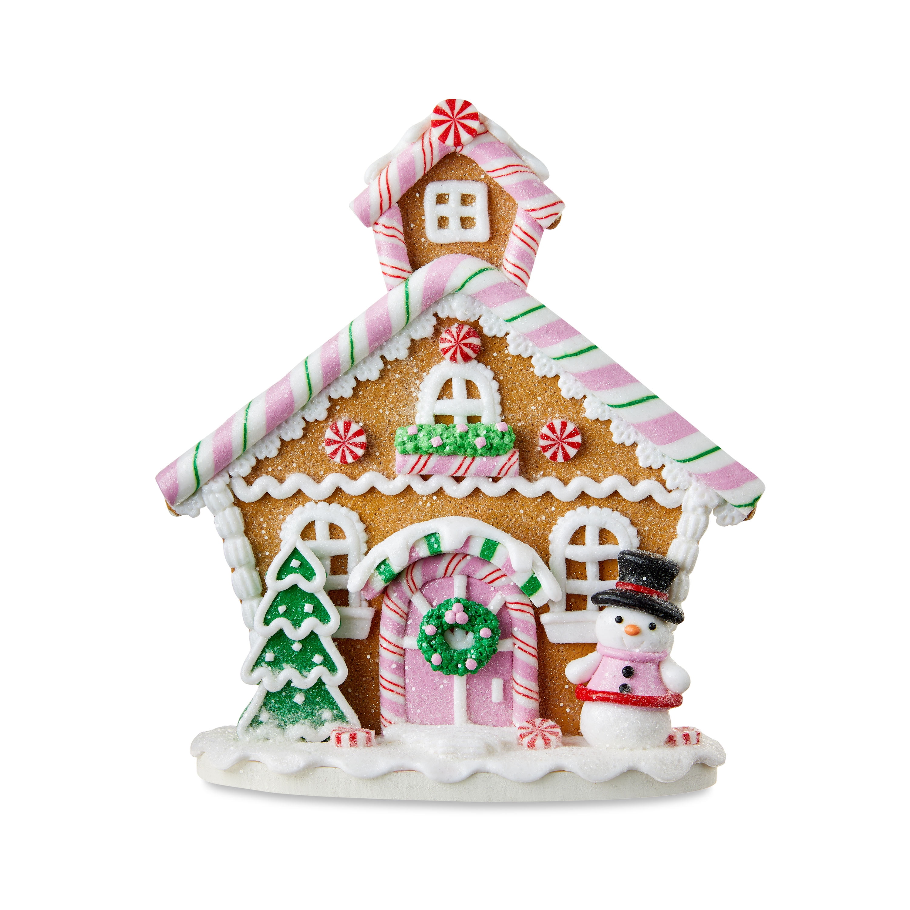 Glazed Clay Snowman Christmas Village House Christmas Decoration, 8 in, Multi-Color, by Holiday Time