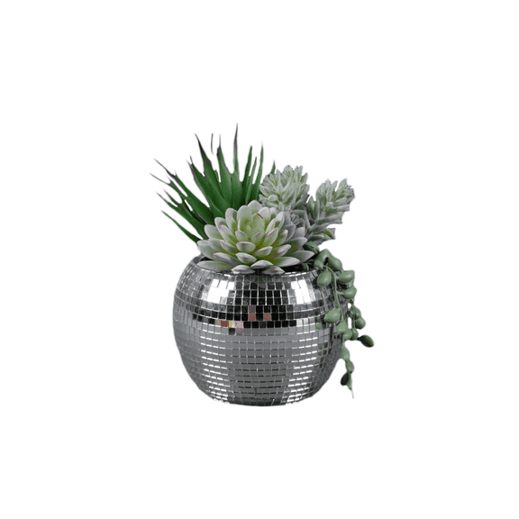 Mainstays 8 " Artificial Succulent Plant in Cement Disco Pot Made for Tabletops- 2 lbs