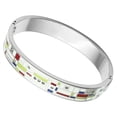 thumbnail image 1 of 8 in. High Polished No Plating Stainless Steel Bangle with Top Grade Crystal, Clear, 1 of 1