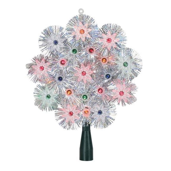 8 in. Lighted Silver Retro Starburst Christmas Tree Topper - Multi Lights