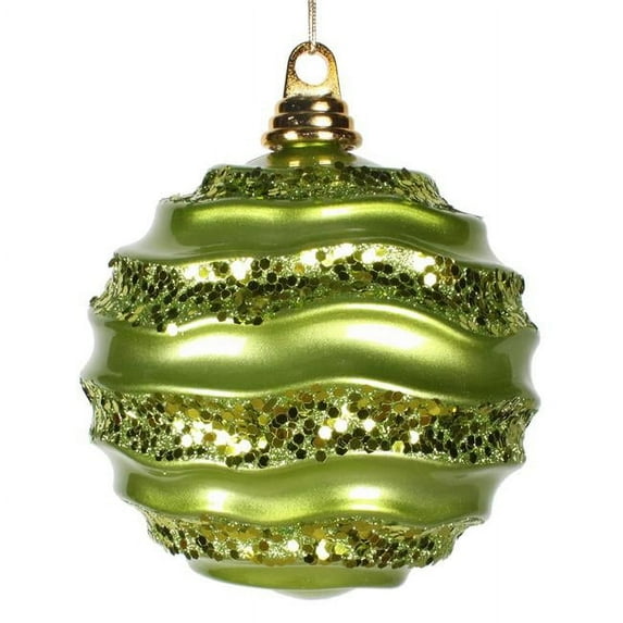 8 in. Lime Candy Glitter Wave Ornament Ball