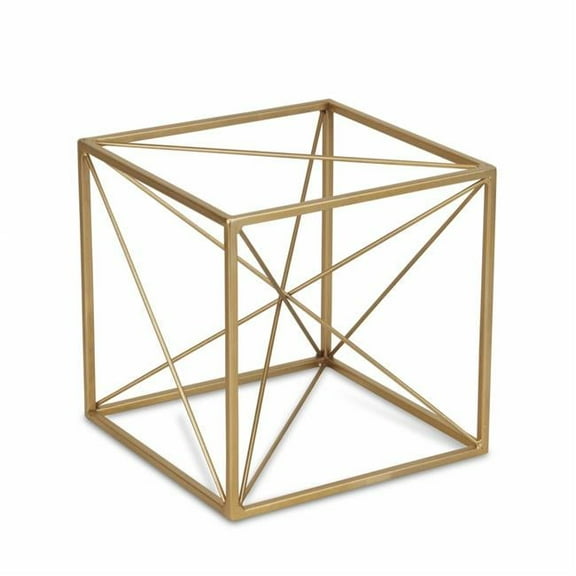 8 in. Metal Abstract Geo Cube Sculpture, Gold
