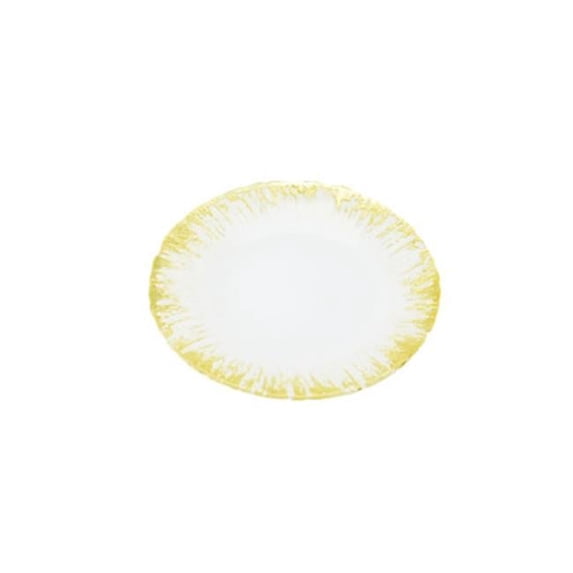 8 in. Milk Glass Plates with Flashy Gold Design - Set of 4