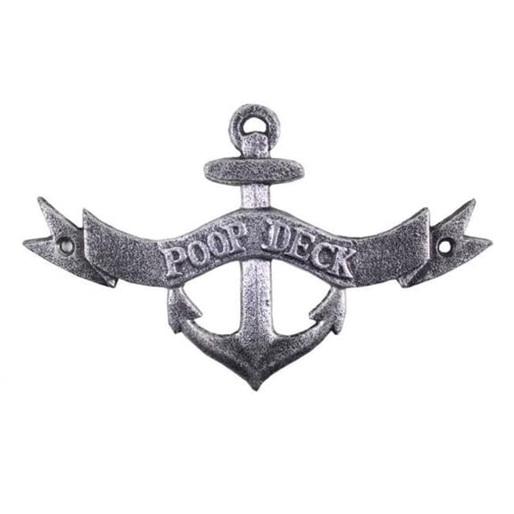 8 in. Poop Deck Anchor with Ribbon Sign, Antique Brass