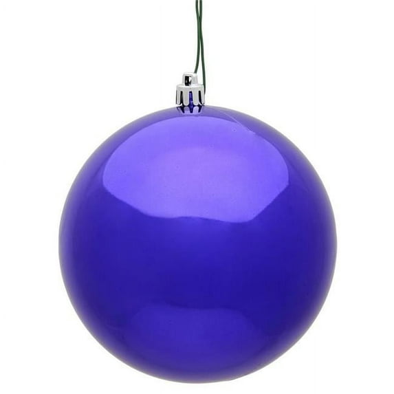 8 in. Purple Shiny UV Drilled Cap Christmas Ornament Ball