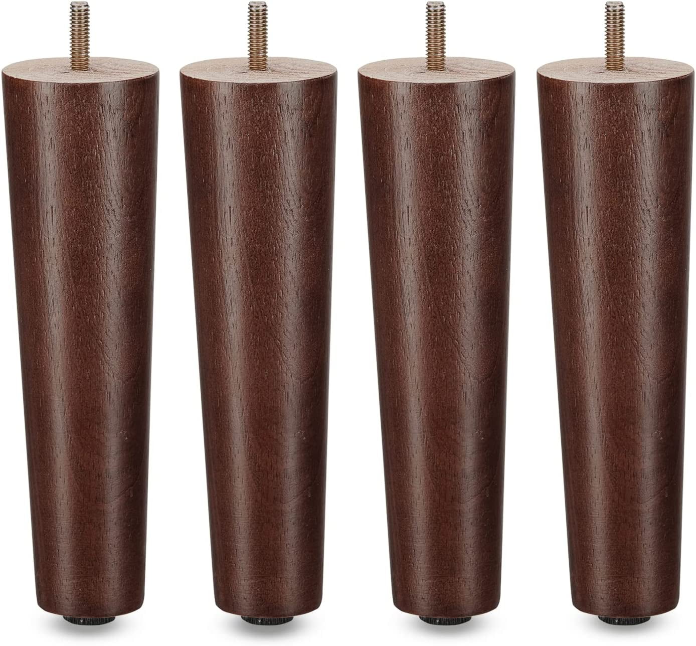 8 in Round Wood Furniture Legs, Adjustable Feet for Couch, Bed, Bench, 4 Pack