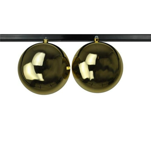 8 in. Shiny Ball Ornament with Wire & UV Coating, Gold - Pack of 2