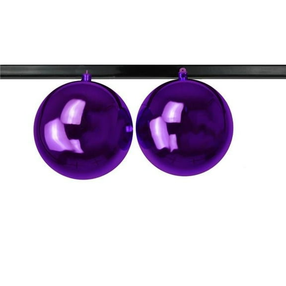8 in. Shiny Ball Ornament with Wire & UV Coating, Purple - Pack of 2