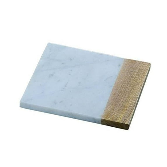 8 in. Taj Elite Creamy White Marble with Mango Wood Square Board