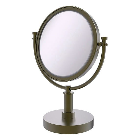 8-in Vanity Top Make-Up Mirror 2X Magnification in Antique Brass