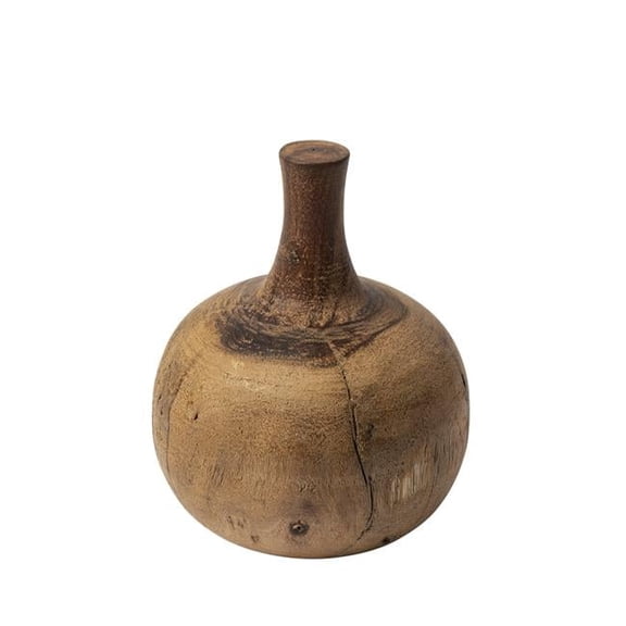 8 in. Vase Shaped Wooden Decor Piece, Brown