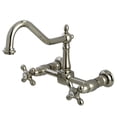 thumbnail image 1 of 8 in. Wall Mount Centerset Kitchen Faucet with Metal Cross Handles, Polished Nickel, 1 of 1