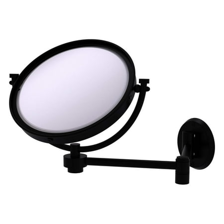 8-in Wall Mounted Extending Make-Up Mirror 2X Magnification in Matte Black