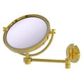 thumbnail image 1 of 8-in Wall Mounted Extending Make-Up Mirror 2X Magnification with Groovy Accent in Polished Brass, 1 of 11