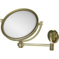thumbnail image 1 of 8-in Wall Mounted Extending Make-Up Mirror 2X Magnification with Groovy Accent in Satin Brass, 1 of 11