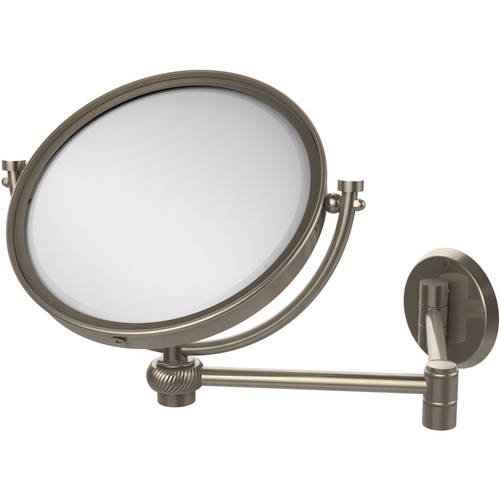 8-in Wall Mounted Extending Make-Up Mirror 3X Magnification with Twist Accent in Antique Pewter