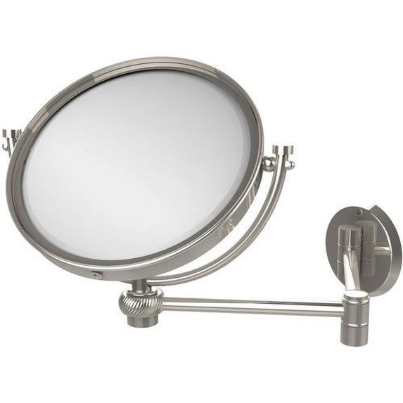 8-in Wall Mounted Extending Make-Up Mirror 3X Magnification with Twist Accent in Polished Nickel