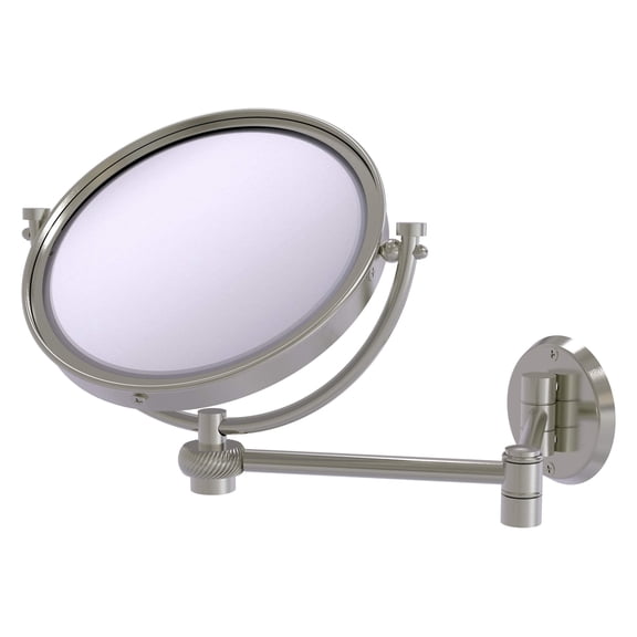 8-in Wall Mounted Extending Make-Up Mirror 3X Magnification with Twist Accent in Satin Nickel