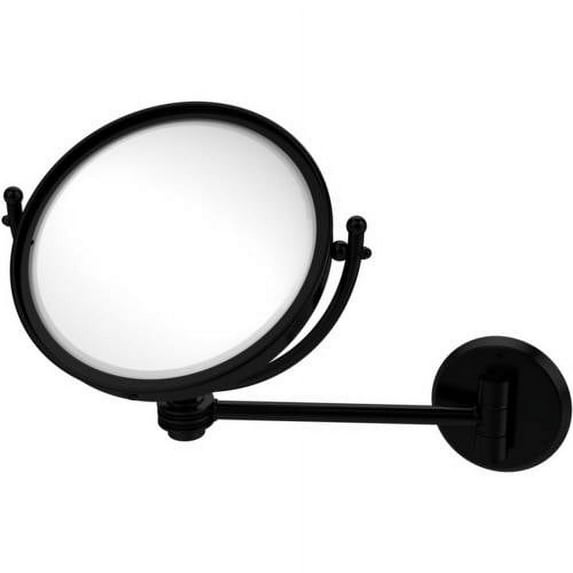 8-in Wall Mounted Make-Up Mirror 2X Magnification in Matte Black