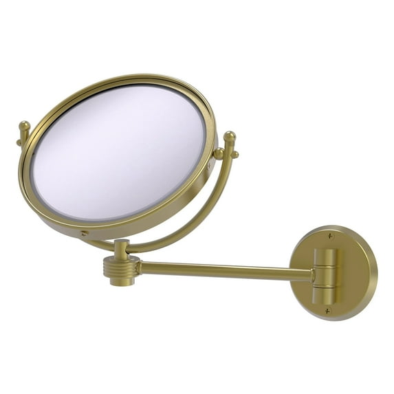 8-in Wall Mounted Make-Up Mirror 2X Magnification in Satin Brass