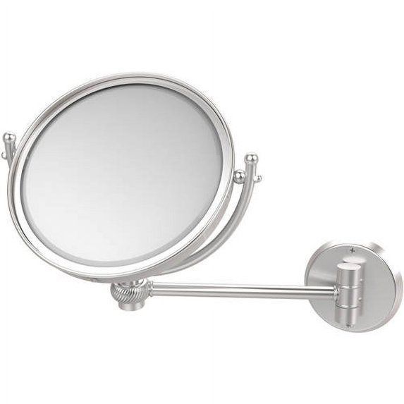 8-in Wall Mounted Make-Up Mirror 2X Magnification in Satin Chrome