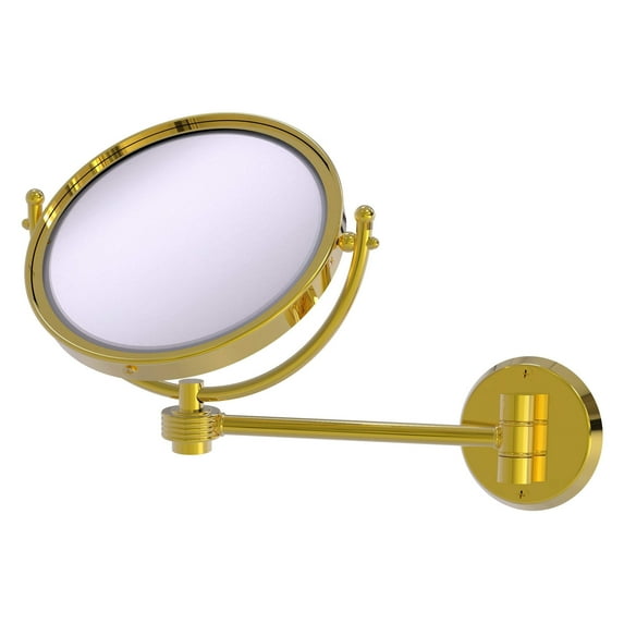 8-in Wall Mounted Make-Up Mirror 3X Magnification in Polished Brass